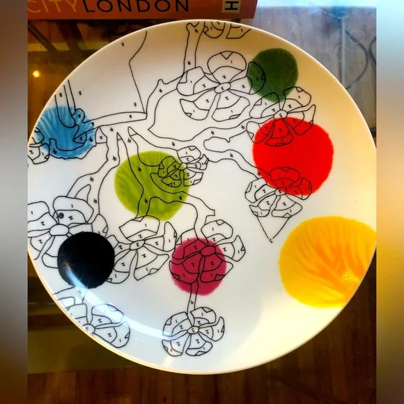 😍 ANTHROPOLOGIE TREY SPEEGLE ‘PAINT BY NUMBERS’ SET OF 4 SALAD/DESERT PLATES!🌟